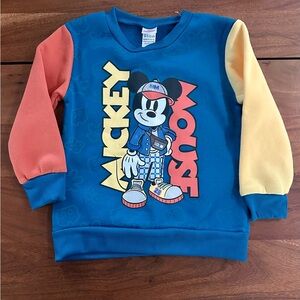NWOT Disney Mickey Mouse Colorblock Toddler Crewneck Sweatshirt -Size 4